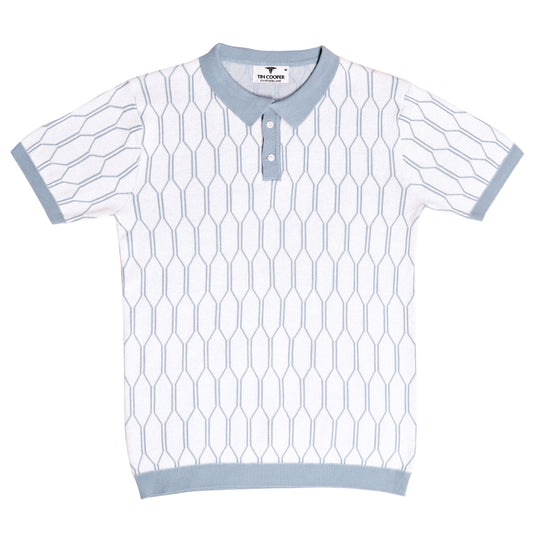 Tim Cooper Switzerland Men’s Light Blue Geometric Knit Sweat T-Shirt