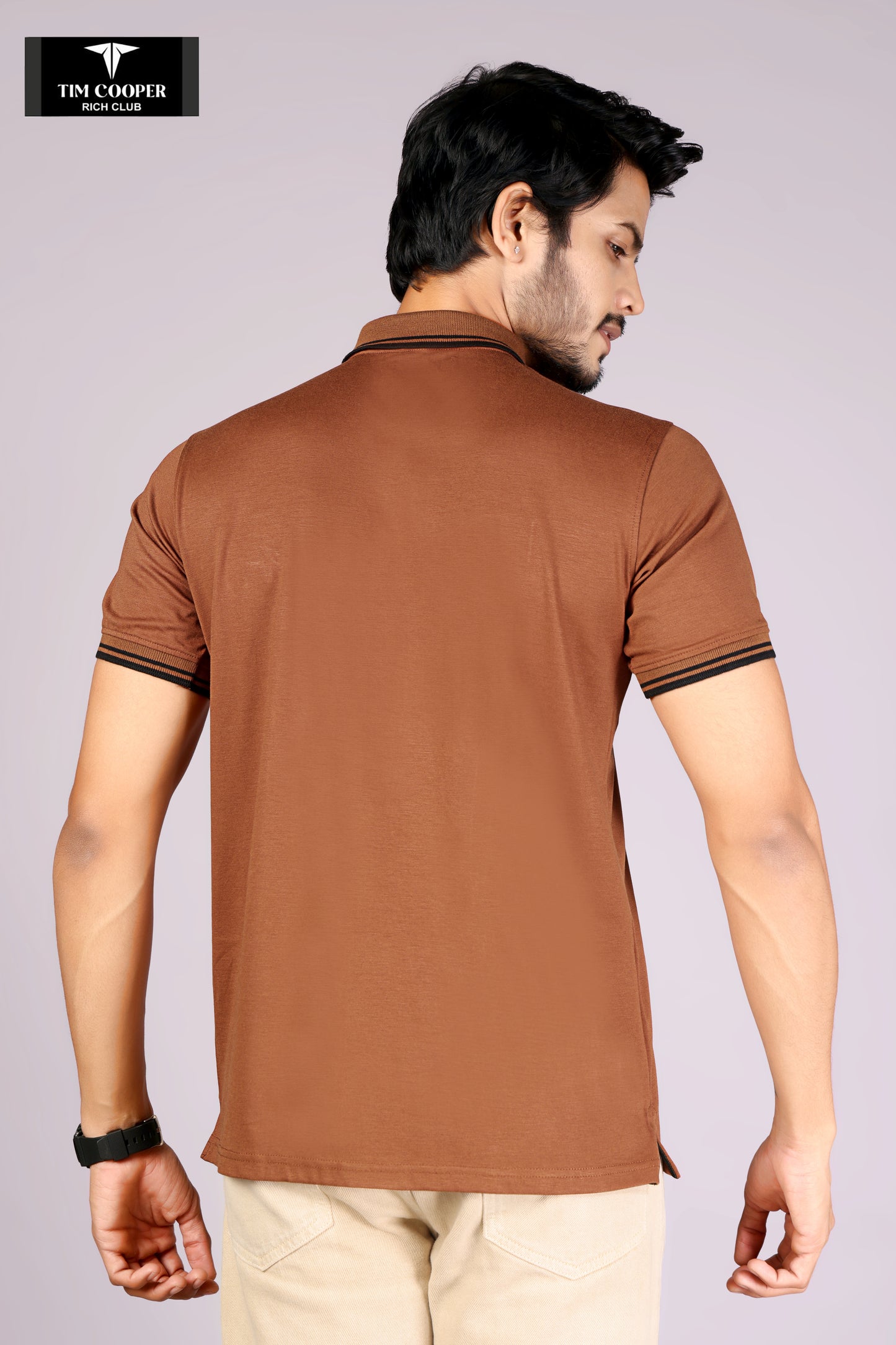 Tim Cooper Rich Club Men's Brown Polo T-Shirt