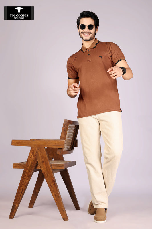 Tim Cooper Rich Club Men's Brown Polo T-Shirt
