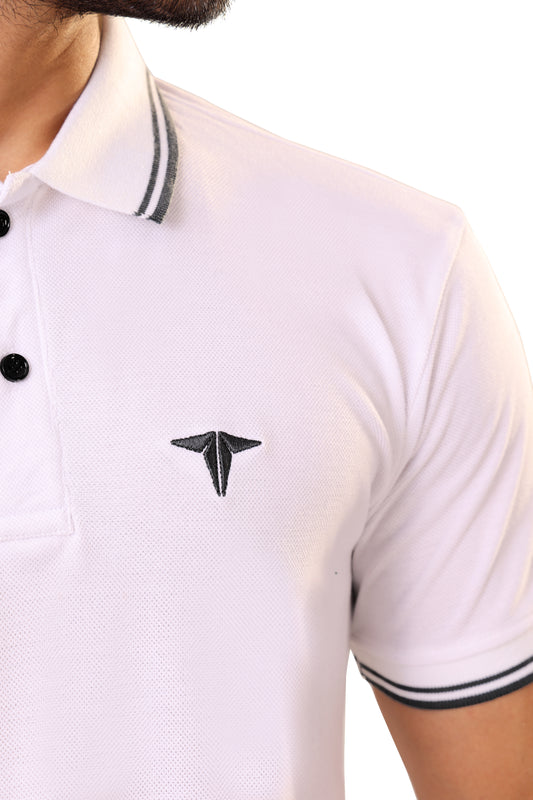 Tim Cooper Switzerland Men’s Classic White Polo T-Shirt with Contrast Trim