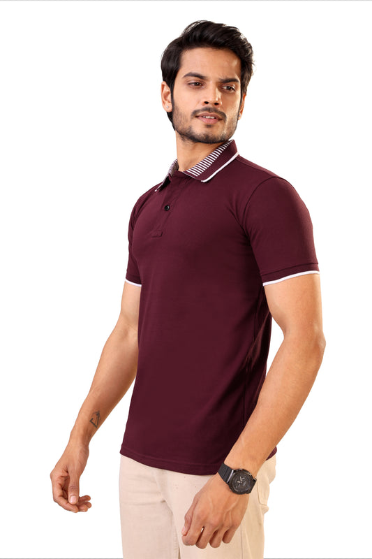 Tim Cooper Classic Maroon Polo Casual Look