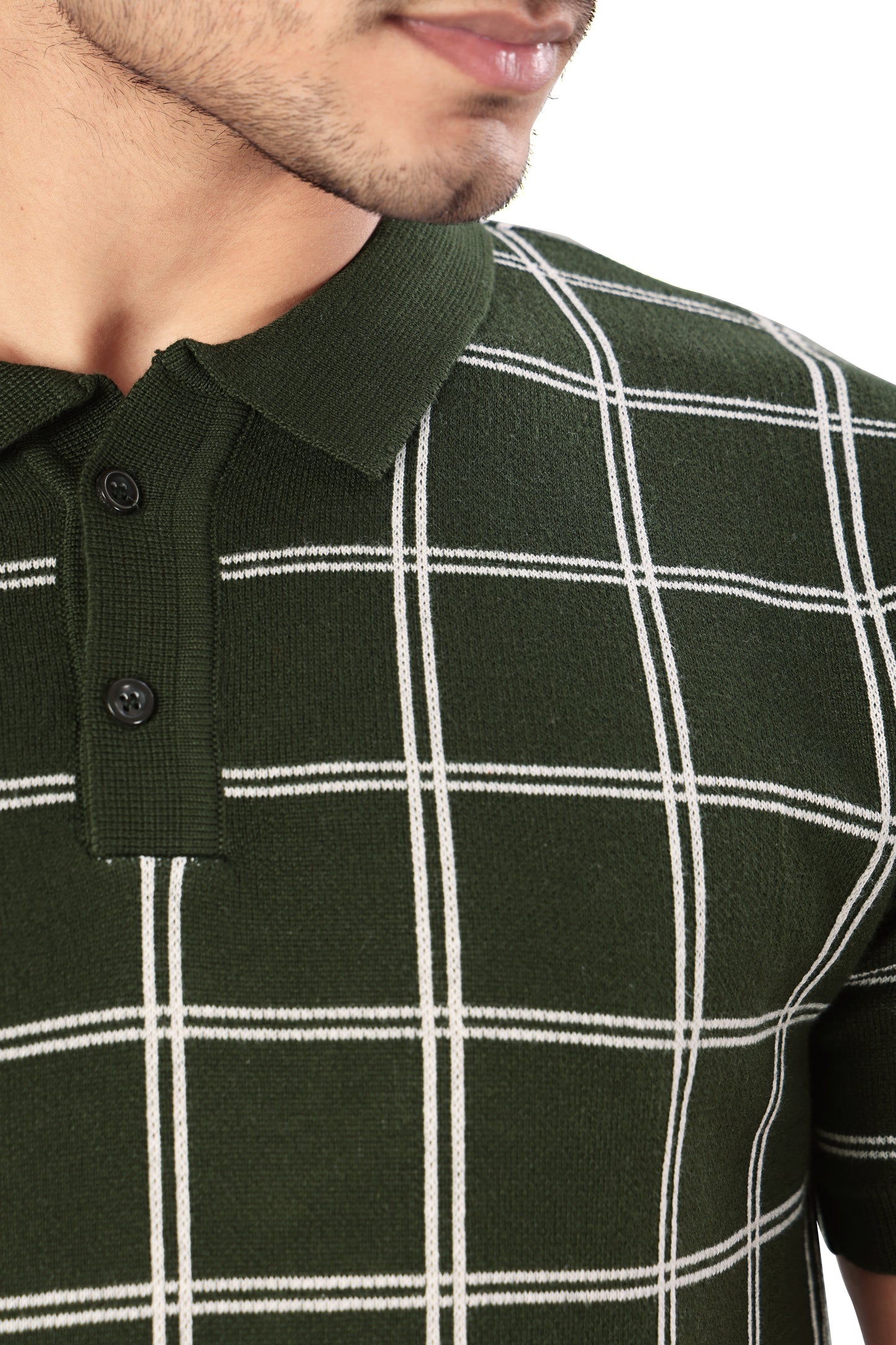 Tim Cooper Switzerland Men’s Olive Green Checkered Polo T-Shirt