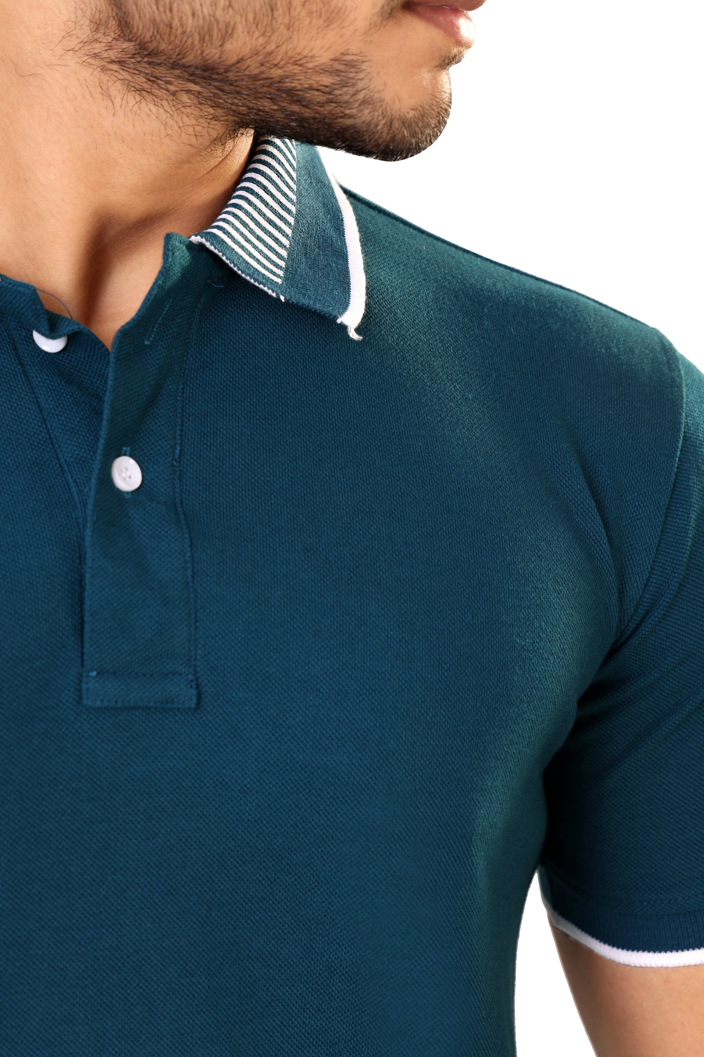 Tim Cooper Deep Teal Polo T-Shirt with Contrast Trim