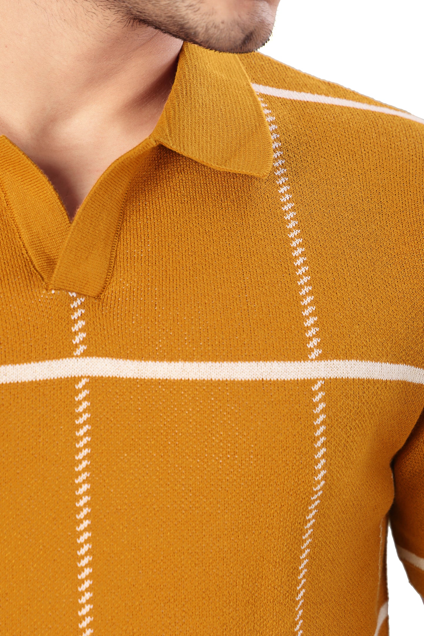 Tim Cooper Switzerland Men’s Mustard Check Knit Polo T-Shirt