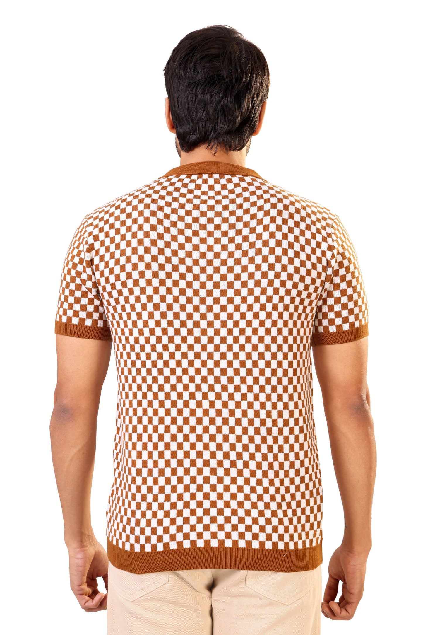 Tim Cooper Switzerland Men’s Rust & White Checkered Knit Sweat Shirt