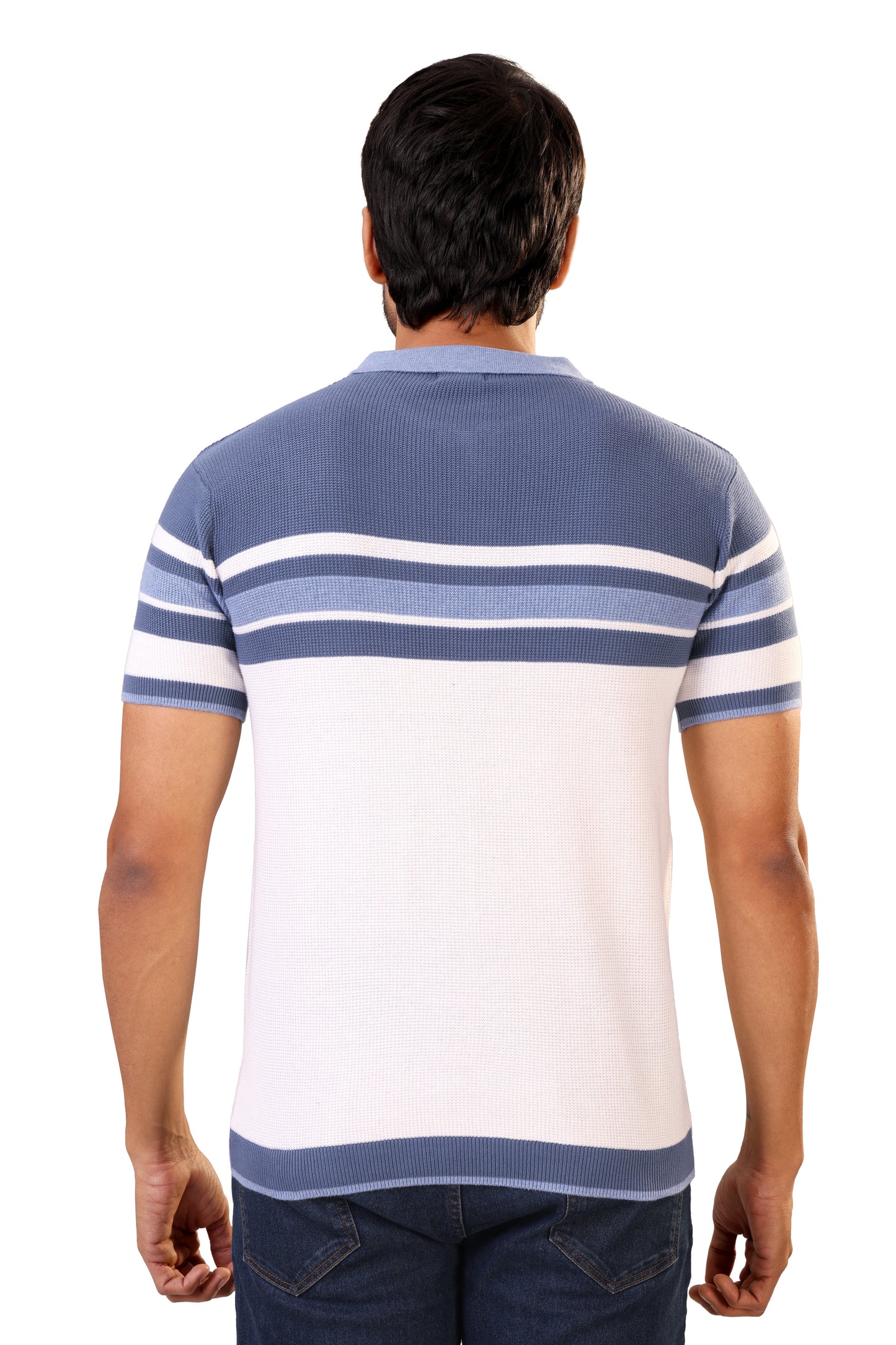 Tim Cooper Switzerland Men’s Blue & White Striped Panel Sweat T-Shirt