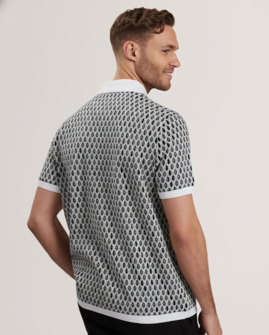 Tim Cooper Switzerland Patterned Sweat T-Shirt with White Trim