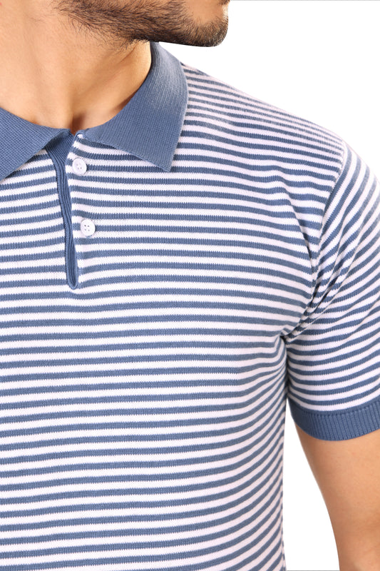 Tim Cooper Switzerland Men’s Blue & White Striped Sweat T-Shirt
