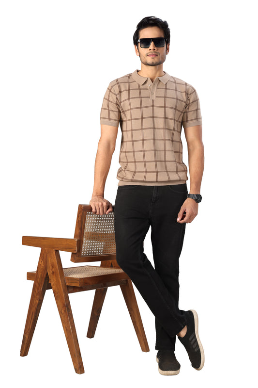 Tim Cooper Switzerland Men’s Beige Checkered Polo Style