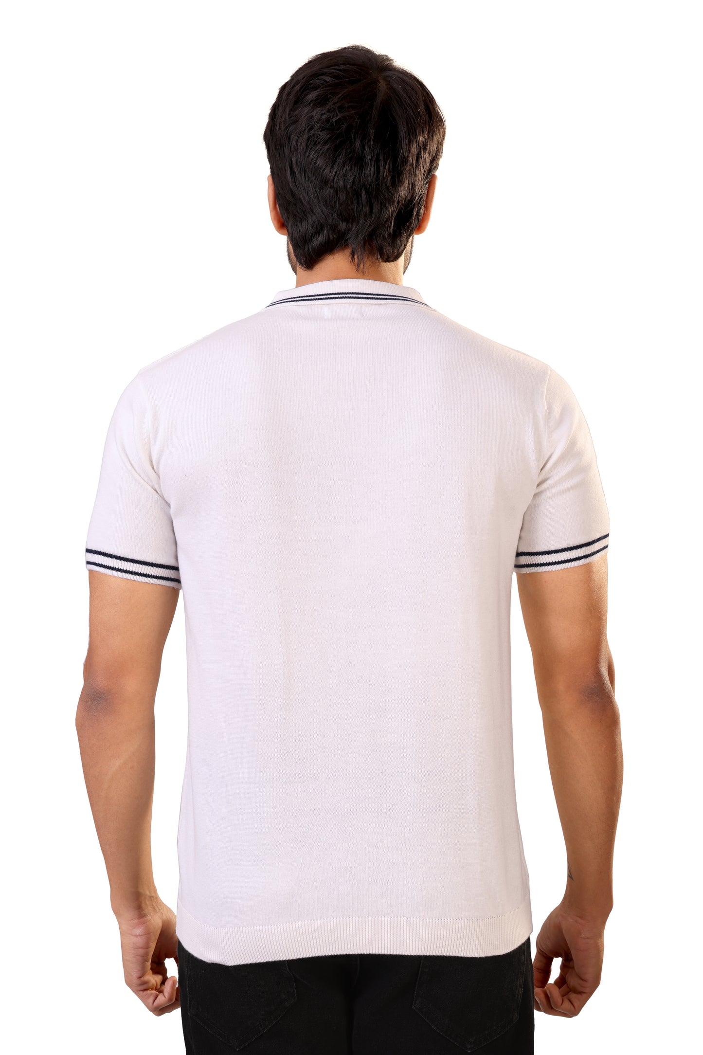 Tim Cooper Switzerland Men’s White Textured Knit Sweat T-Shirt