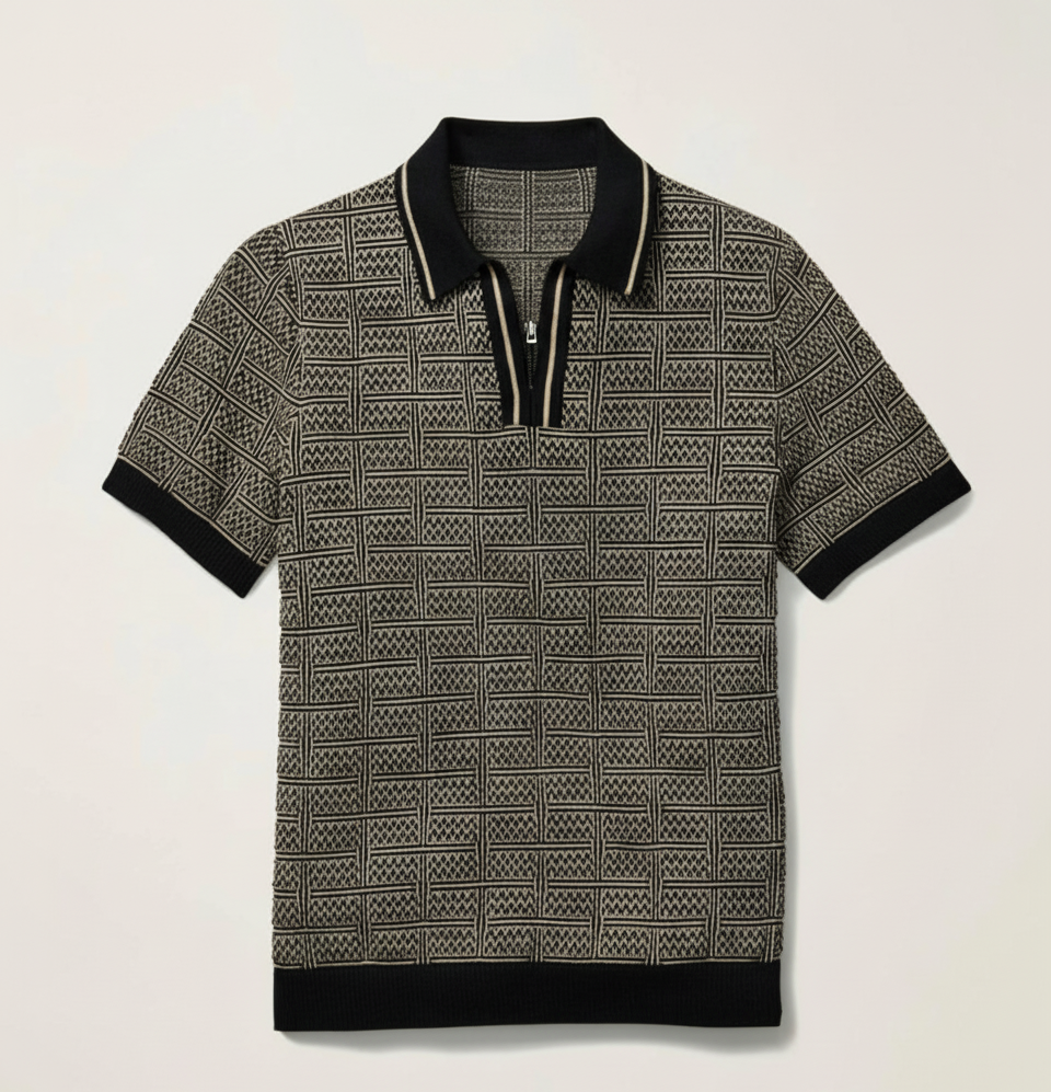 Tim Cooper Switzerland Geometric Pattern Knit Sweat T-Shirt