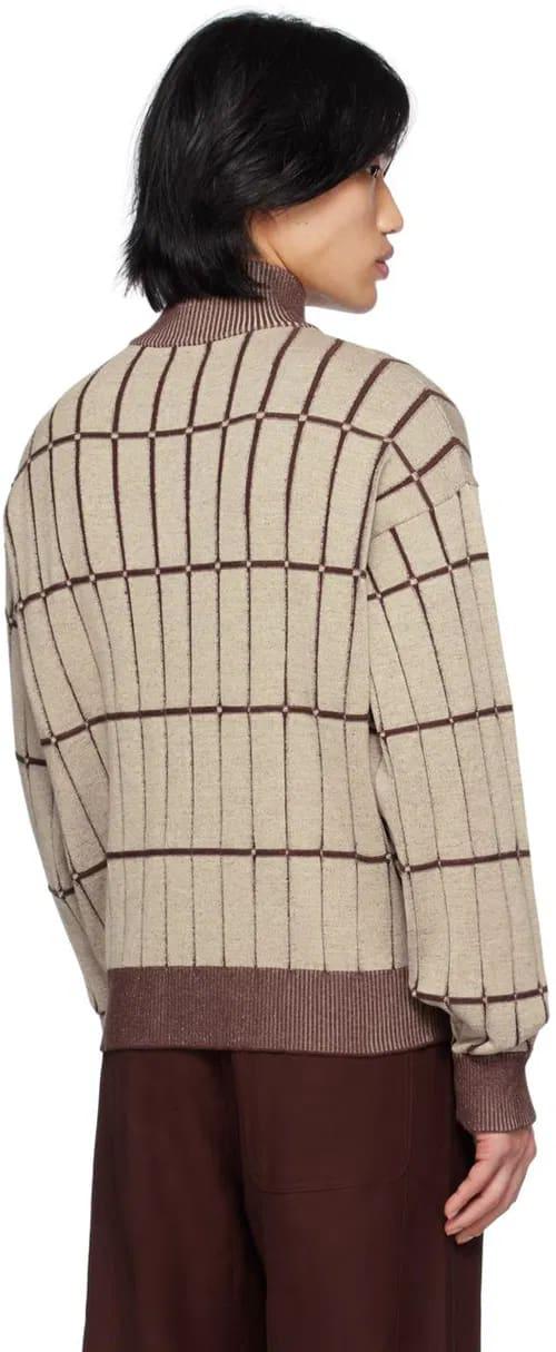 Tim Cooper Switzerland Checkered Quarter-Zip Knit Sweater