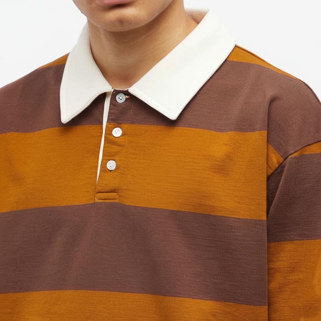 Tim Cooper Switzerland Long Sleeve Rugby Sweater – Brown & Orange Stripes