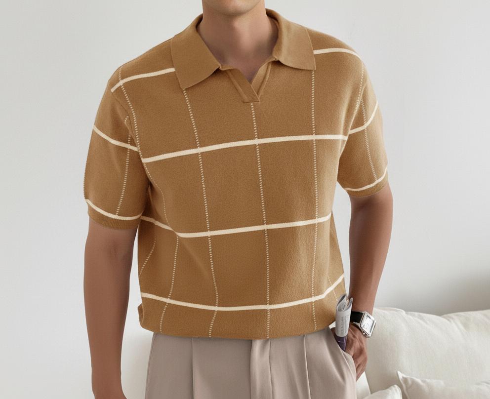 Tim Cooper Switzerland Windowpane Check Knit Sweat T-Shirt