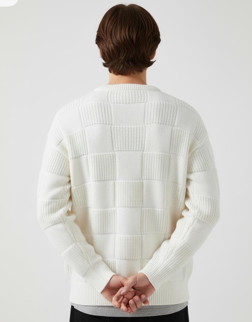 Tim Cooper Switzerland Textured White Knit Sweater