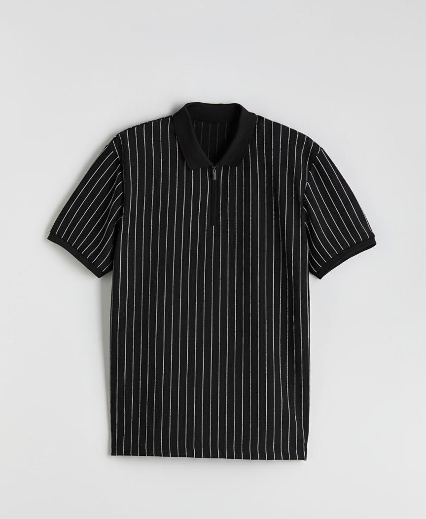 Tim Cooper Switzerland Black Pinstripe Sweat T-Shirt