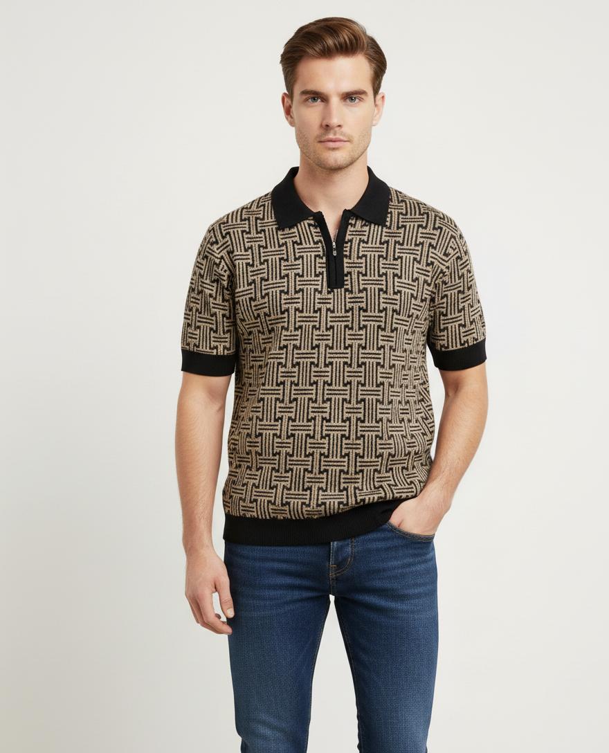 Tim Cooper Switzerland Geometric Pattern Knit Sweat T-Shirt