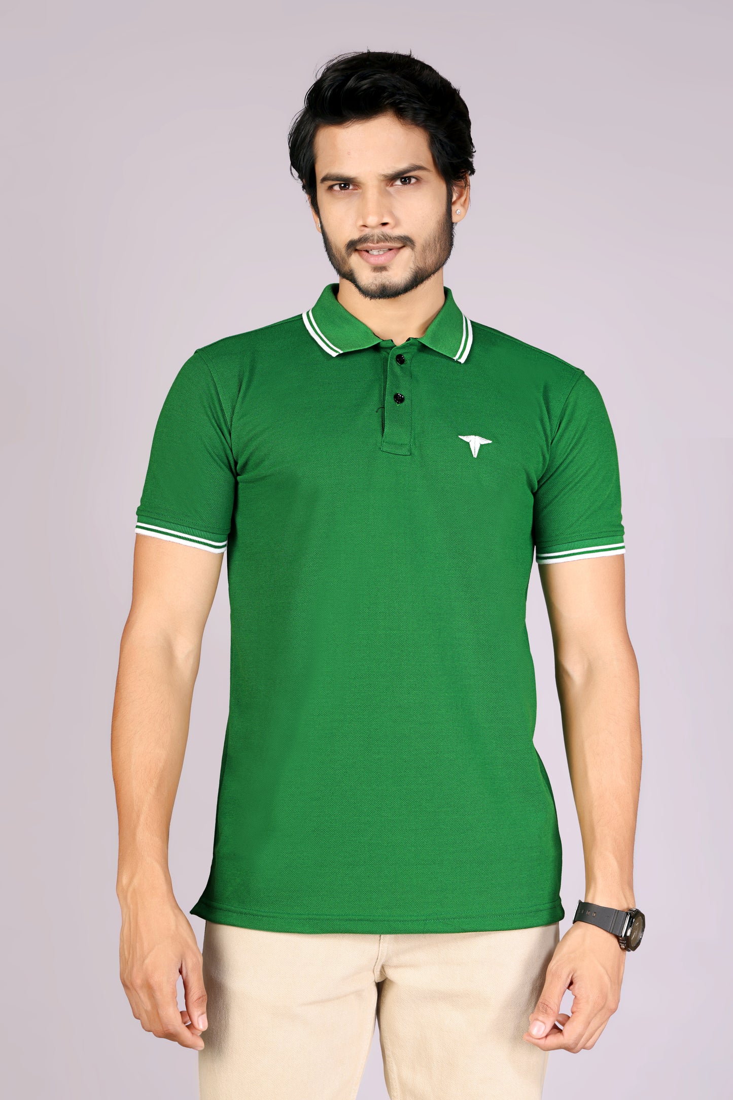 Tim Cooper Switzerland Men’s Green Classic Polo T-Shirt with Contrast Trim