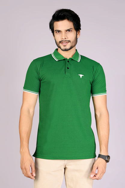 Tim Cooper Switzerland Men’s Green Classic Polo T-Shirt with Contrast Trim