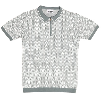 Tim Cooper Switzerland Men’s Sage Green & White Geometric Knit Sweat T-Shirt