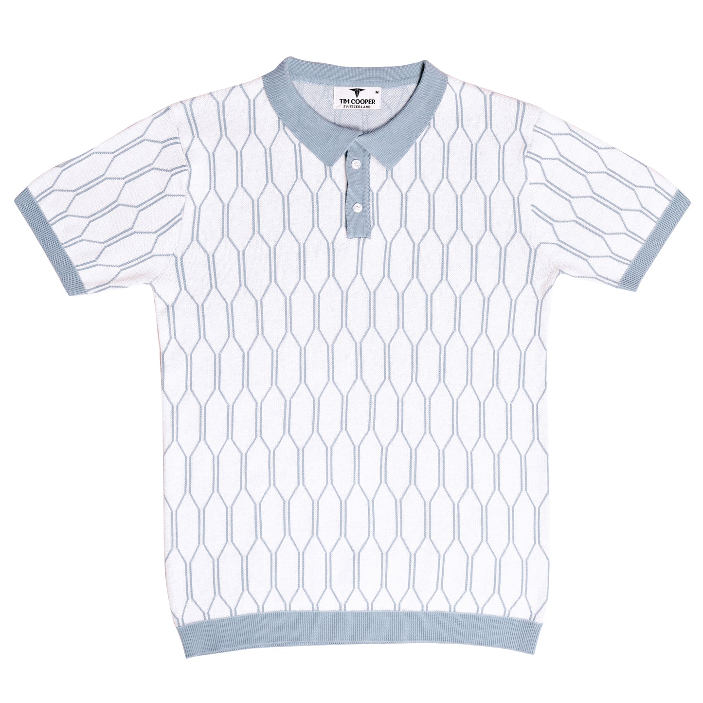 Tim Cooper Switzerland Men’s Light Blue Geometric Knit Sweat T-Shirt