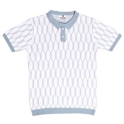 Tim Cooper Switzerland Men’s Light Blue Geometric Knit Sweat T-Shirt