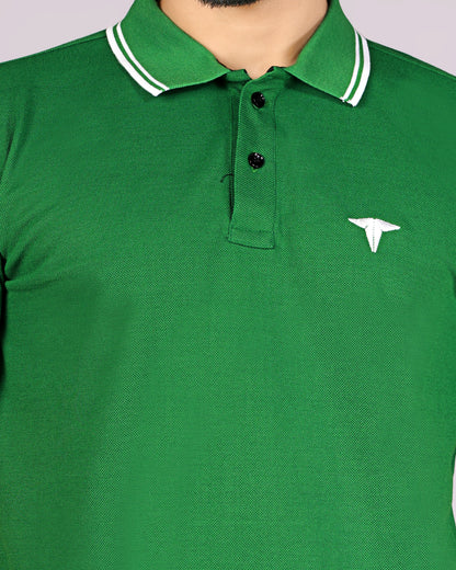 Tim Cooper Switzerland Men’s Green Classic Polo T-Shirt with Contrast Trim