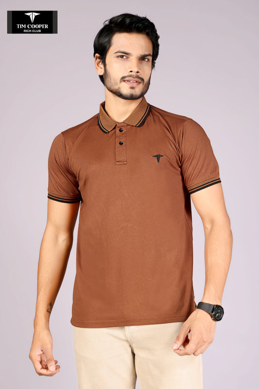 Tim Cooper Rich Club Men's Brown Polo T-Shirt