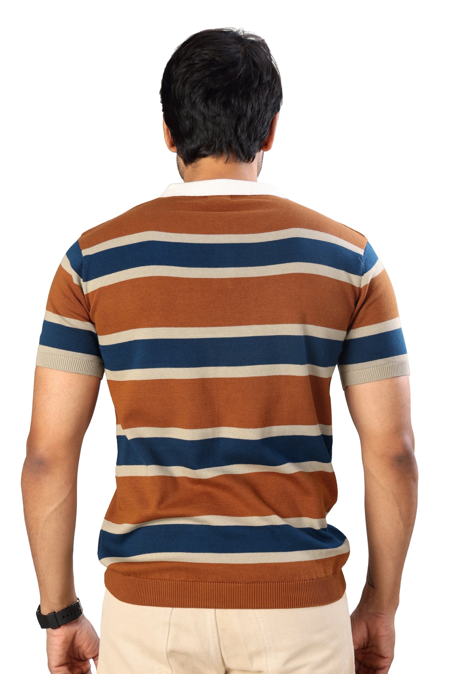 Tim Cooper Switzerland Men’s Multicolor Striped Knit Polo T-Shirt