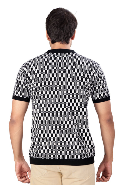 Tim Cooper Switzerland Black-and-White Checkered Polo T-Shirt Portrait