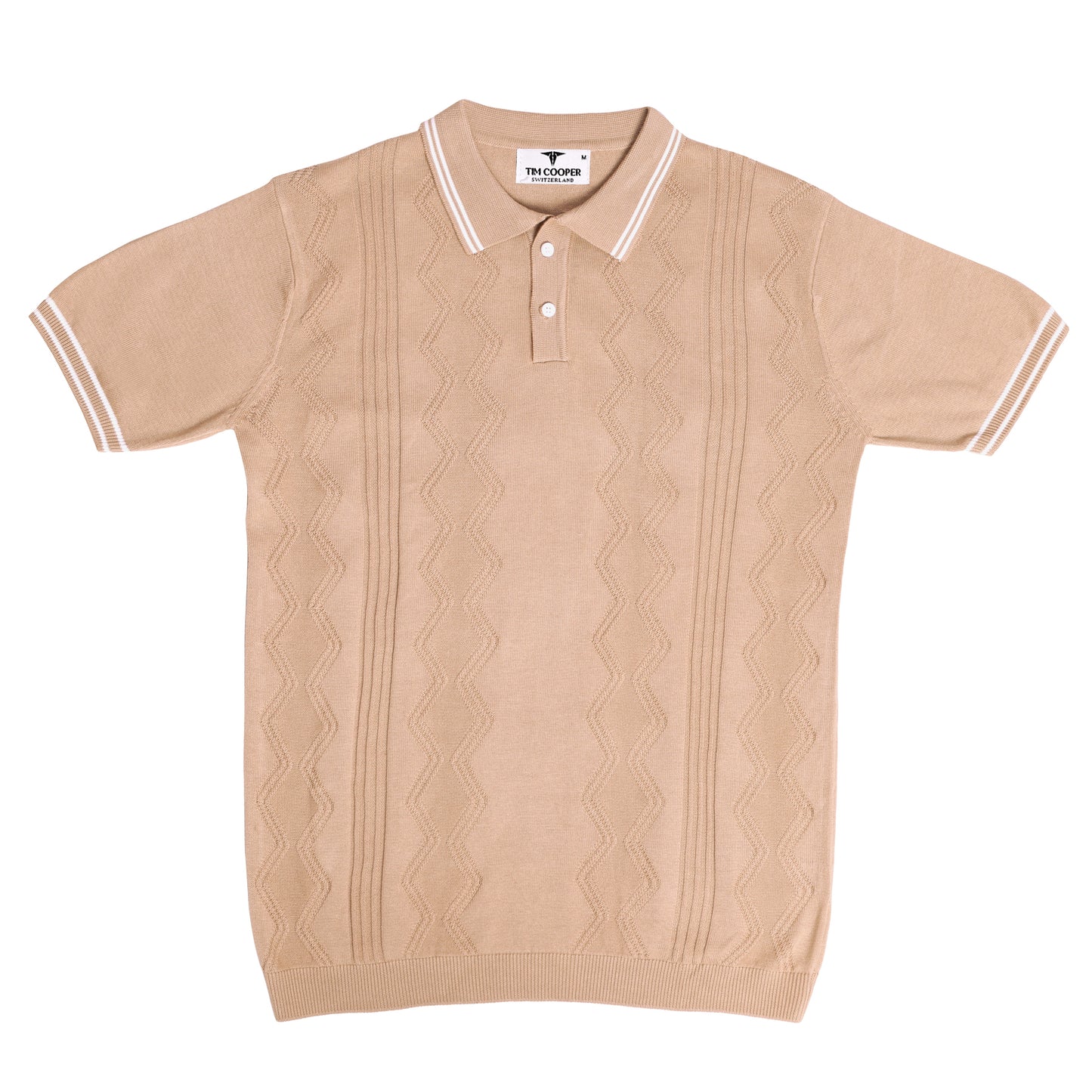 Tim Cooper Switzerland Men’s Beige Textured Knit Sweat T-Shirt