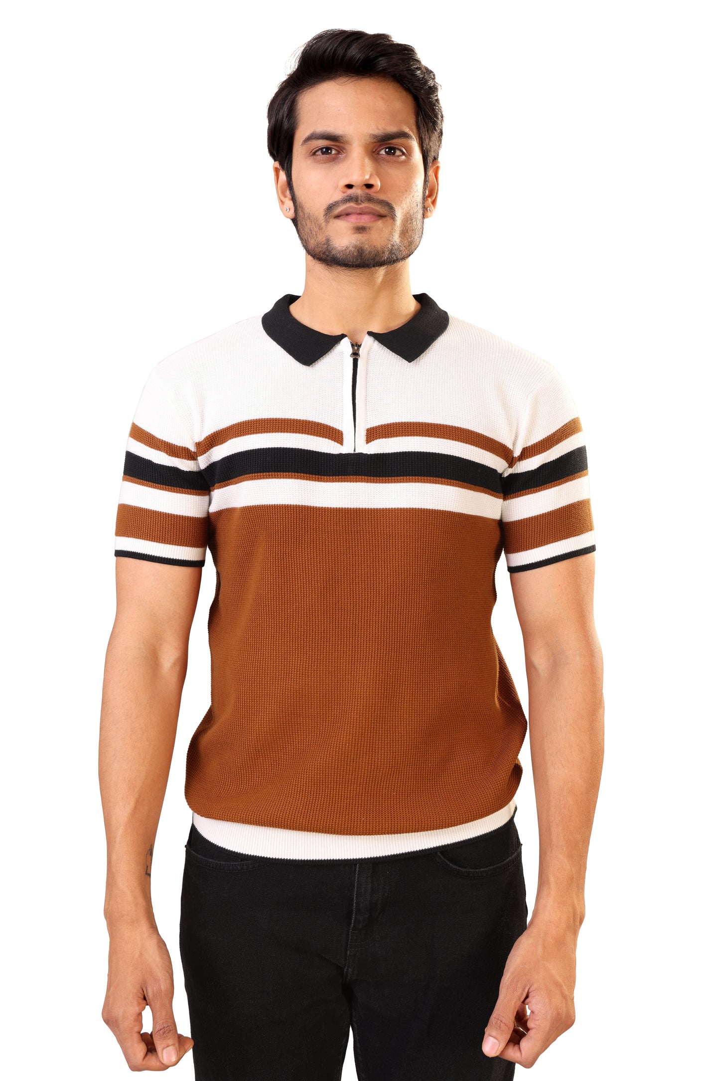 Tim Cooper Switzerland Men’s Brown & White Colour panel Sweat T-Shirt