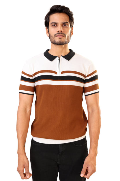 Tim Cooper Switzerland Men’s Brown & White Colour panel Sweat T-Shirt