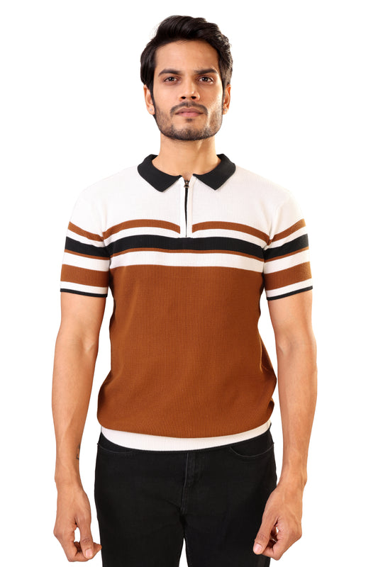 Tim Cooper Switzerland Men’s Brown & White Colour panel Sweat T-Shirt