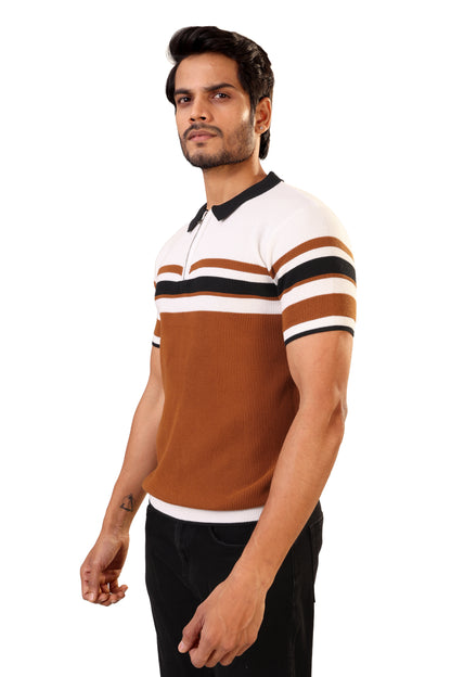 Tim Cooper Switzerland Men’s Brown & White Colour panel Sweat T-Shirt
