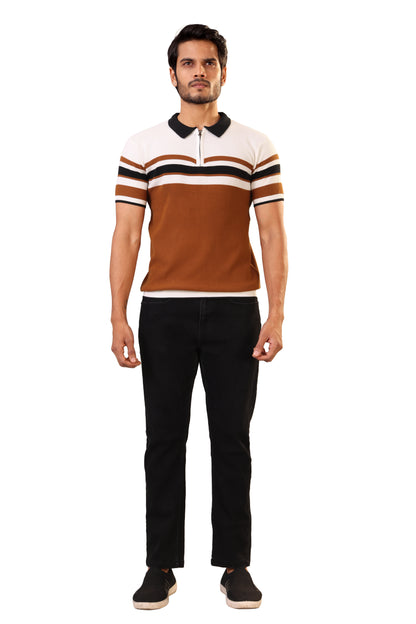 Tim Cooper Switzerland Men’s Brown & White Colour panel Sweat T-Shirt