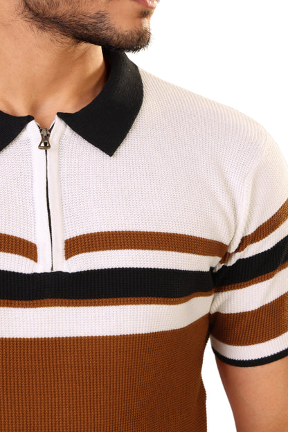 Tim Cooper Switzerland Men’s Brown & White Colour panel Sweat T-Shirt