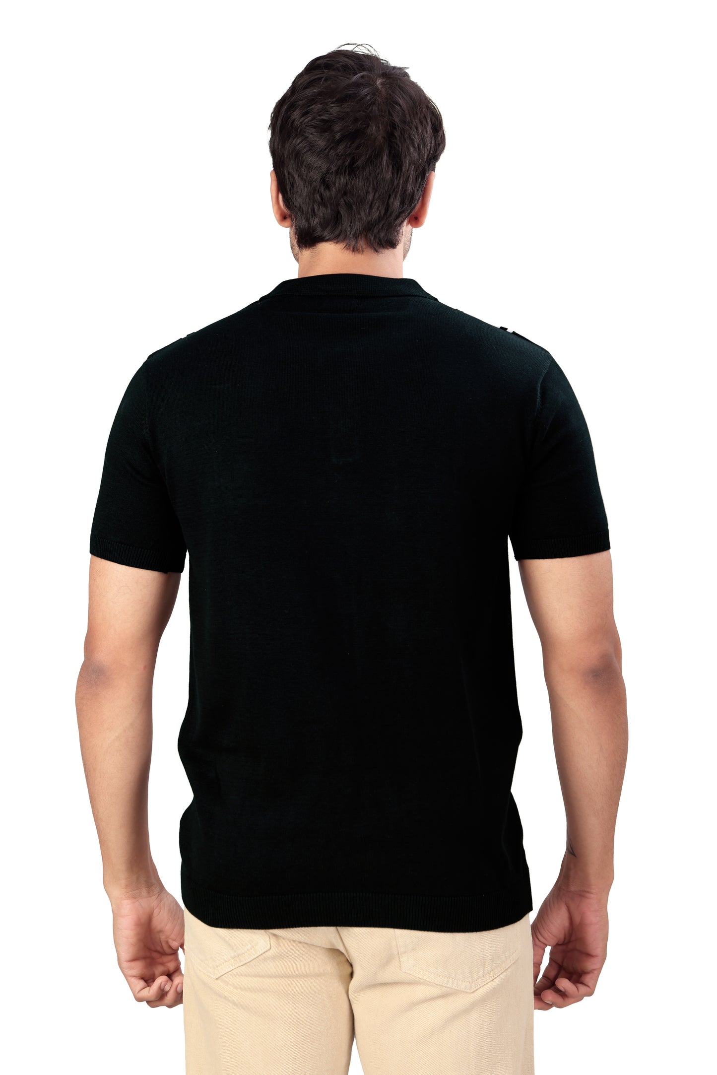 Tim Cooper Switzerland Men’s Black & White Vertical Stripe Knit Polo T-Shirt