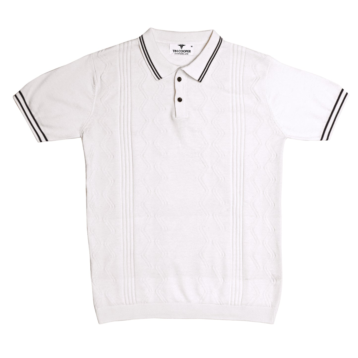 Tim Cooper Switzerland Men’s White Textured Knit Sweat T-Shirt