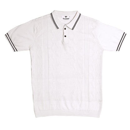Tim Cooper Switzerland Men’s White Textured Knit Sweat T-Shirt