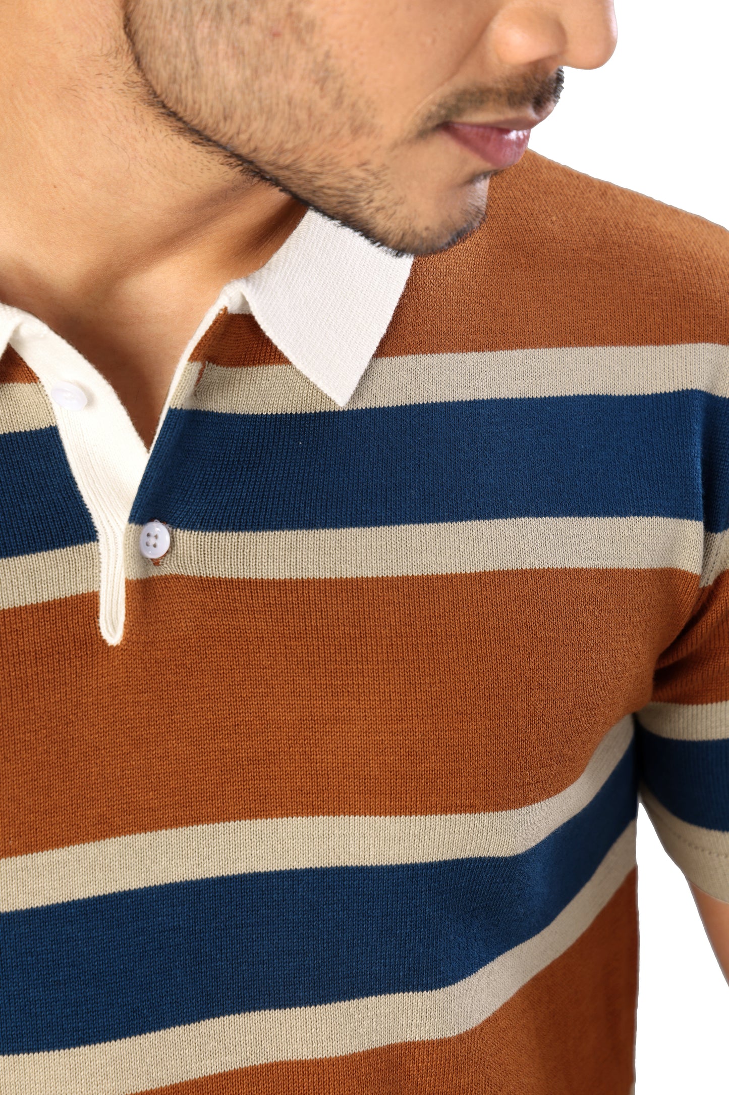 Tim Cooper Switzerland Men’s Multicolor Striped Knit Polo T-Shirt