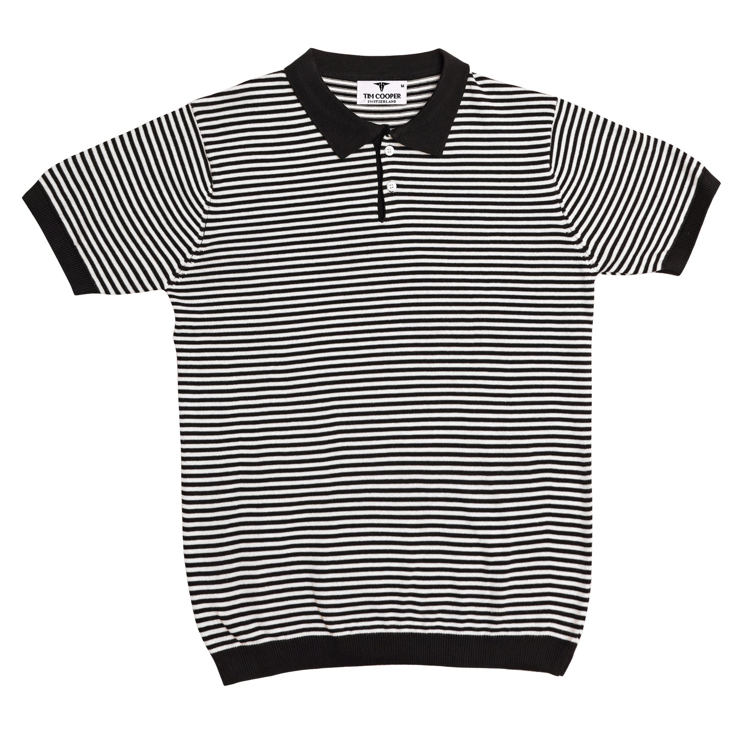 Tim Cooper Switzerland Men’s Black & White Striped Knit Sweat T-Shirt