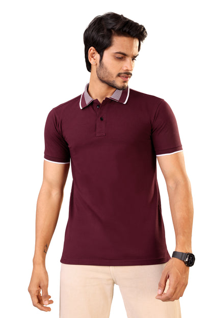 Tim Cooper Classic Maroon Polo Casual Look