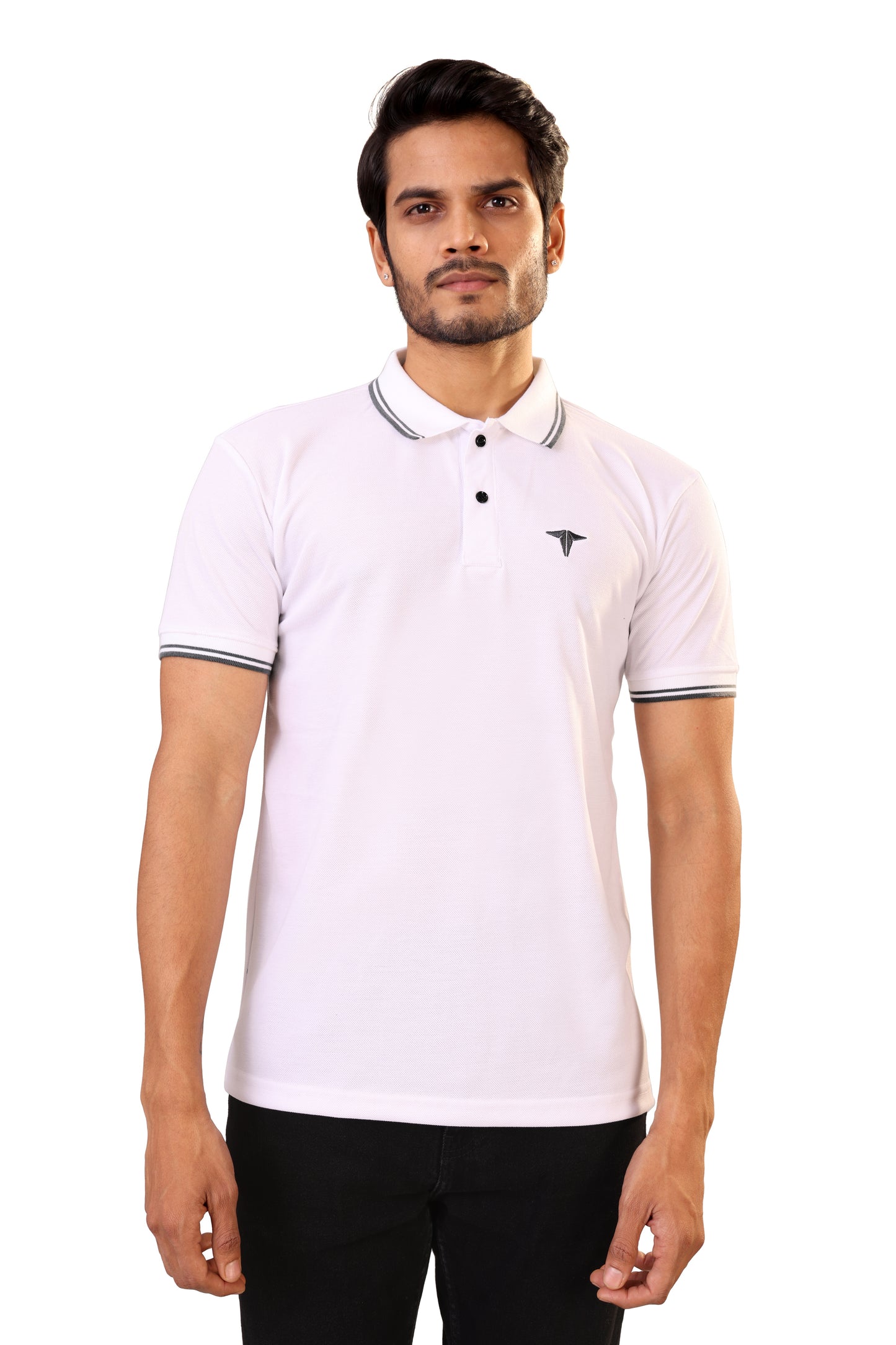 Tim Cooper Switzerland Men’s Classic White Polo T-Shirt with Contrast Trim