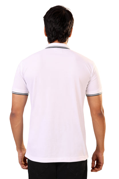 Tim Cooper Switzerland Men’s Classic White Polo T-Shirt with Contrast Trim