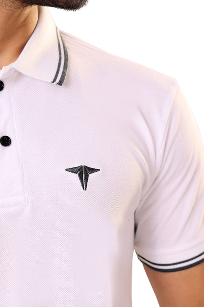 Tim Cooper Switzerland Men’s Classic White Polo T-Shirt with Contrast Trim