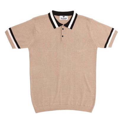 Tim Cooper Switzerland Men’s Beige Sweat T-Shirt with Black & White Contrast Details