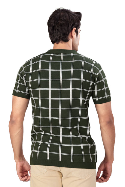 Tim Cooper Switzerland Men’s Olive Green Checkered Polo T-Shirt