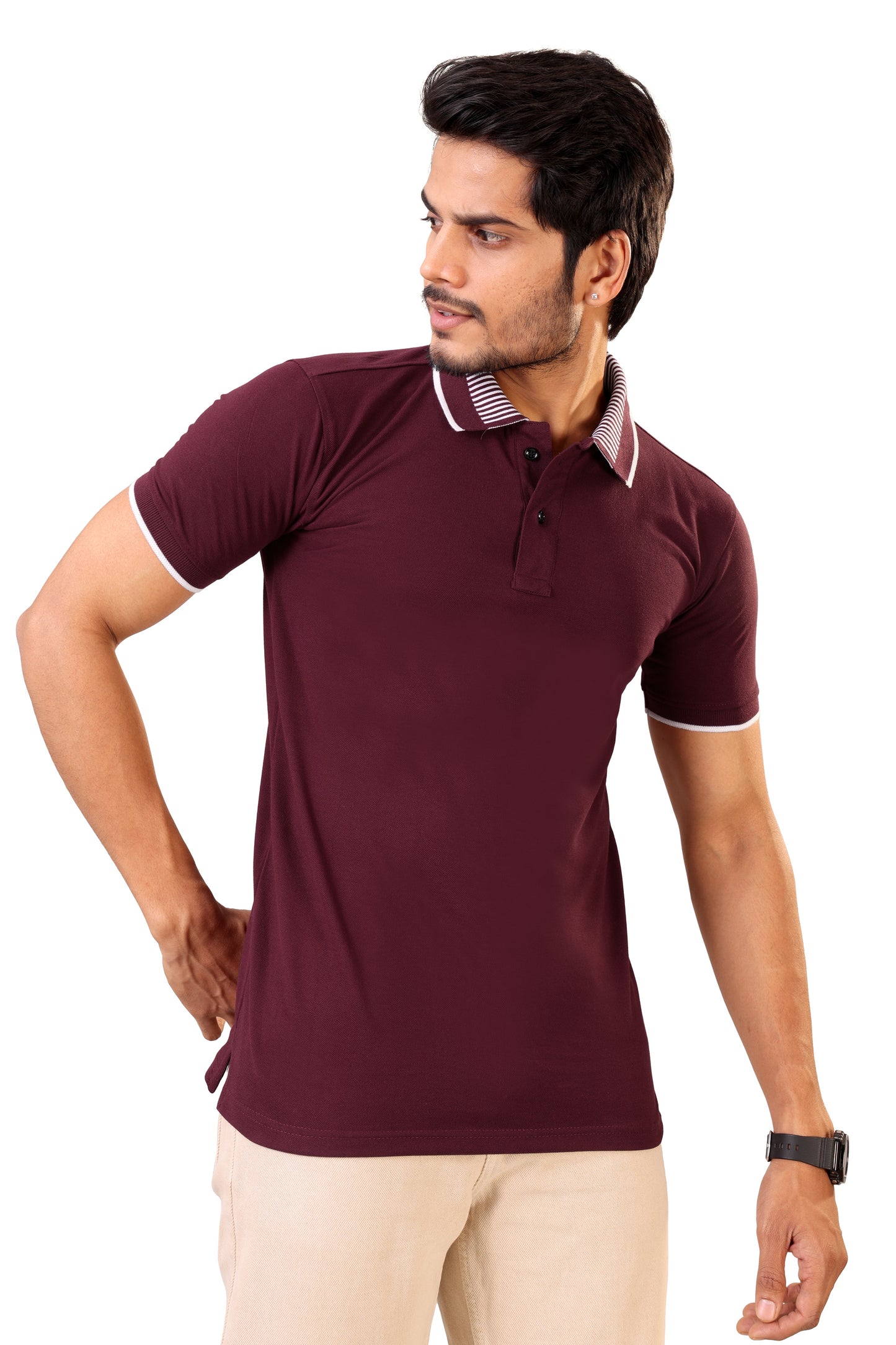 Tim Cooper Classic Maroon Polo Casual Look