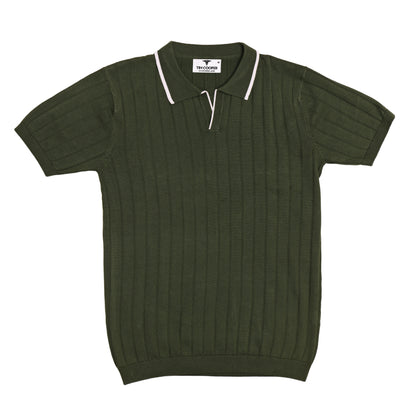 Tim Cooper Switzerland Men’s Olive Green Short-Sleeve Sweat T-Shirt with Contrast Collar